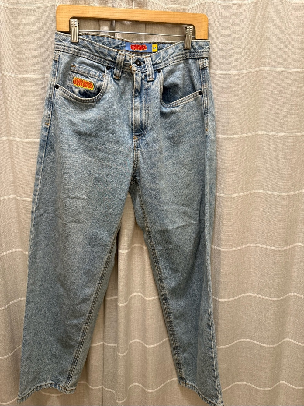 Empyre Light Blue Relaxed Men’s Jeans with Embroidered Patch